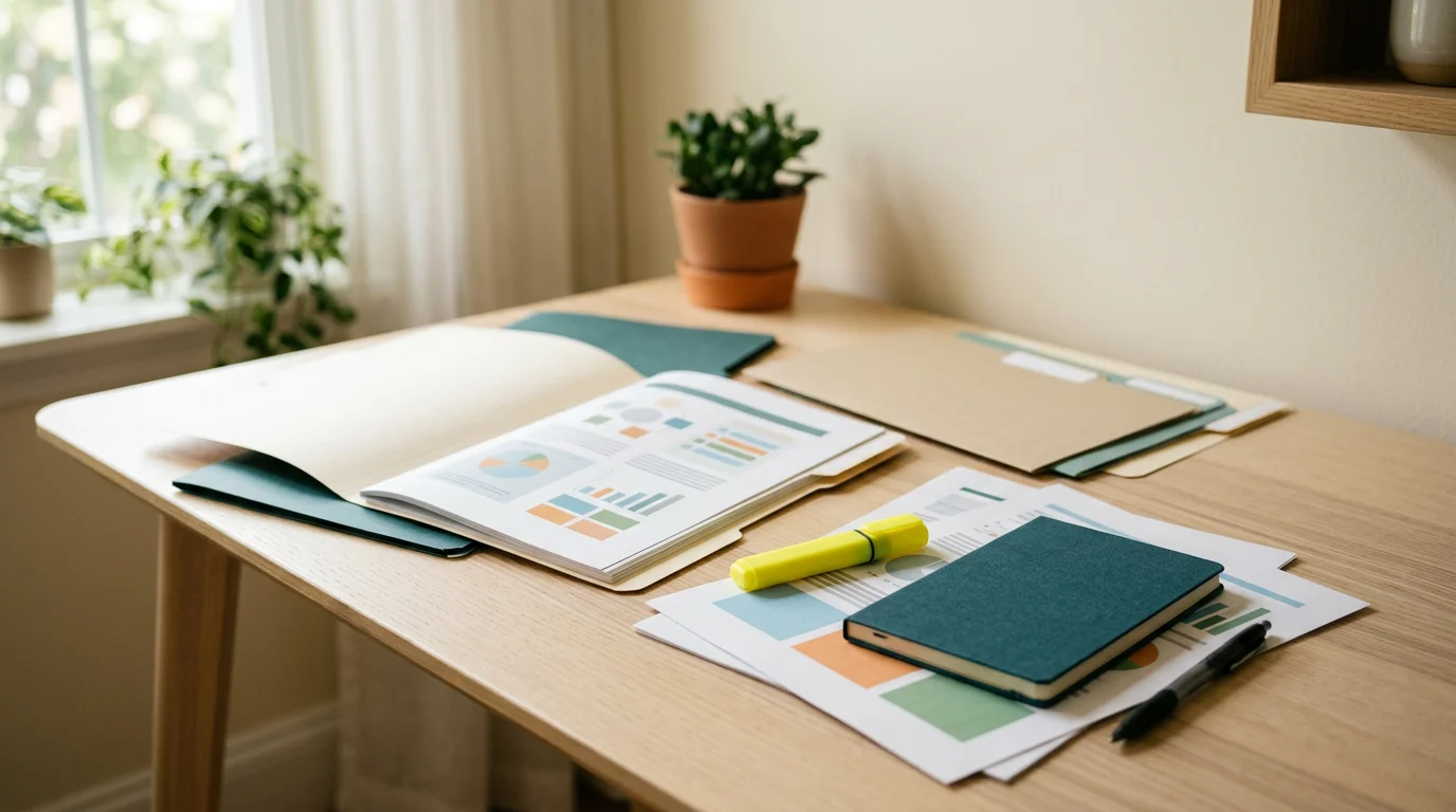 Visualisierung: Policenblätter und Marker auf einem Schreibtisch, 1376×768 px